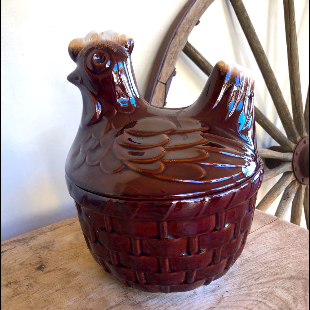 MCCOY POTTERY CHICKEN COOKIE JAR Vtg Brown USA!!!